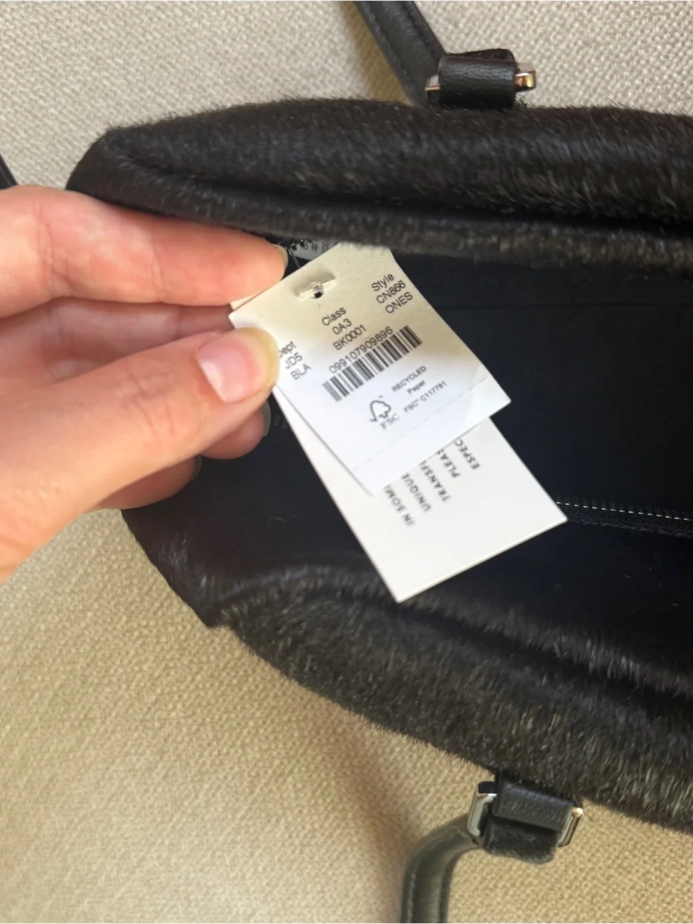J.crew Black Faux Fur Shoulder Bag - Women's Elegant Handbag